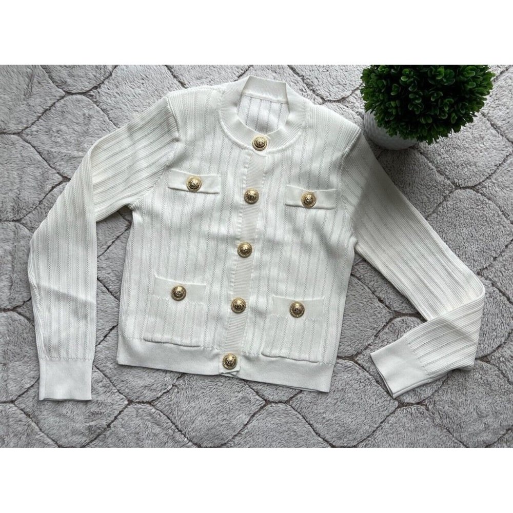 DAIMARAN Bali Women's Cropped Knit Light Jacket White Size S